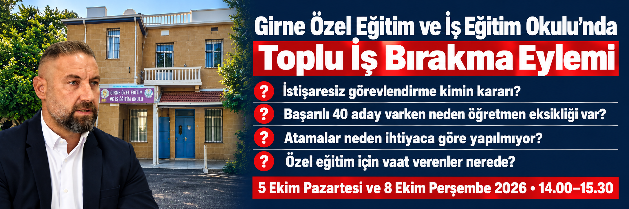 Girne Özel Eğitim ve İş Eğitim Okulu’nda Toplu İş Bırakma Eylemi